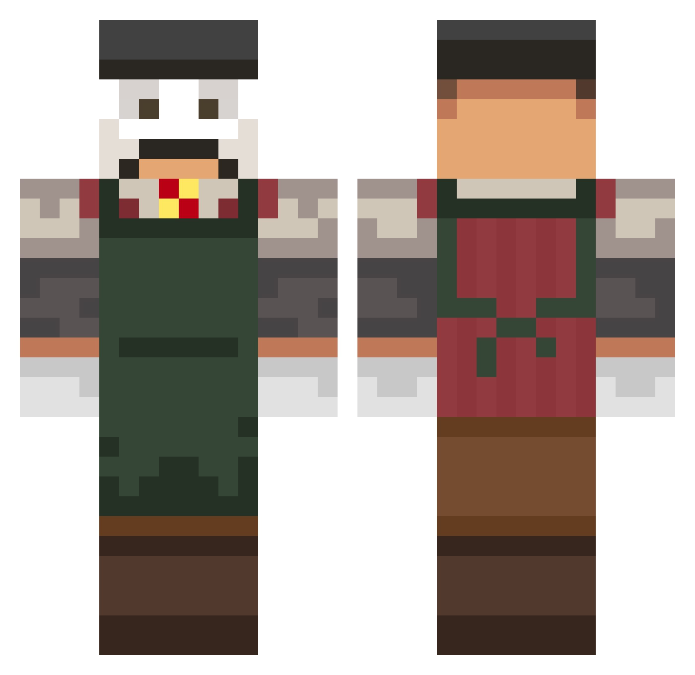TJF2015 Minecraft skin, front and back view