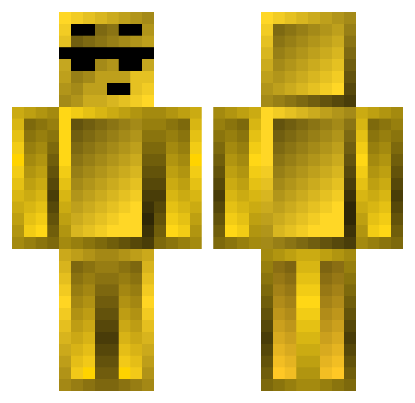 Suaver Minecraft skin, front and back view