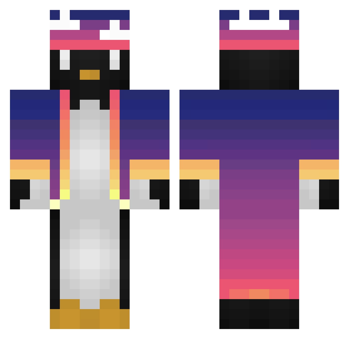 xenovity Minecraft skin, front and back view