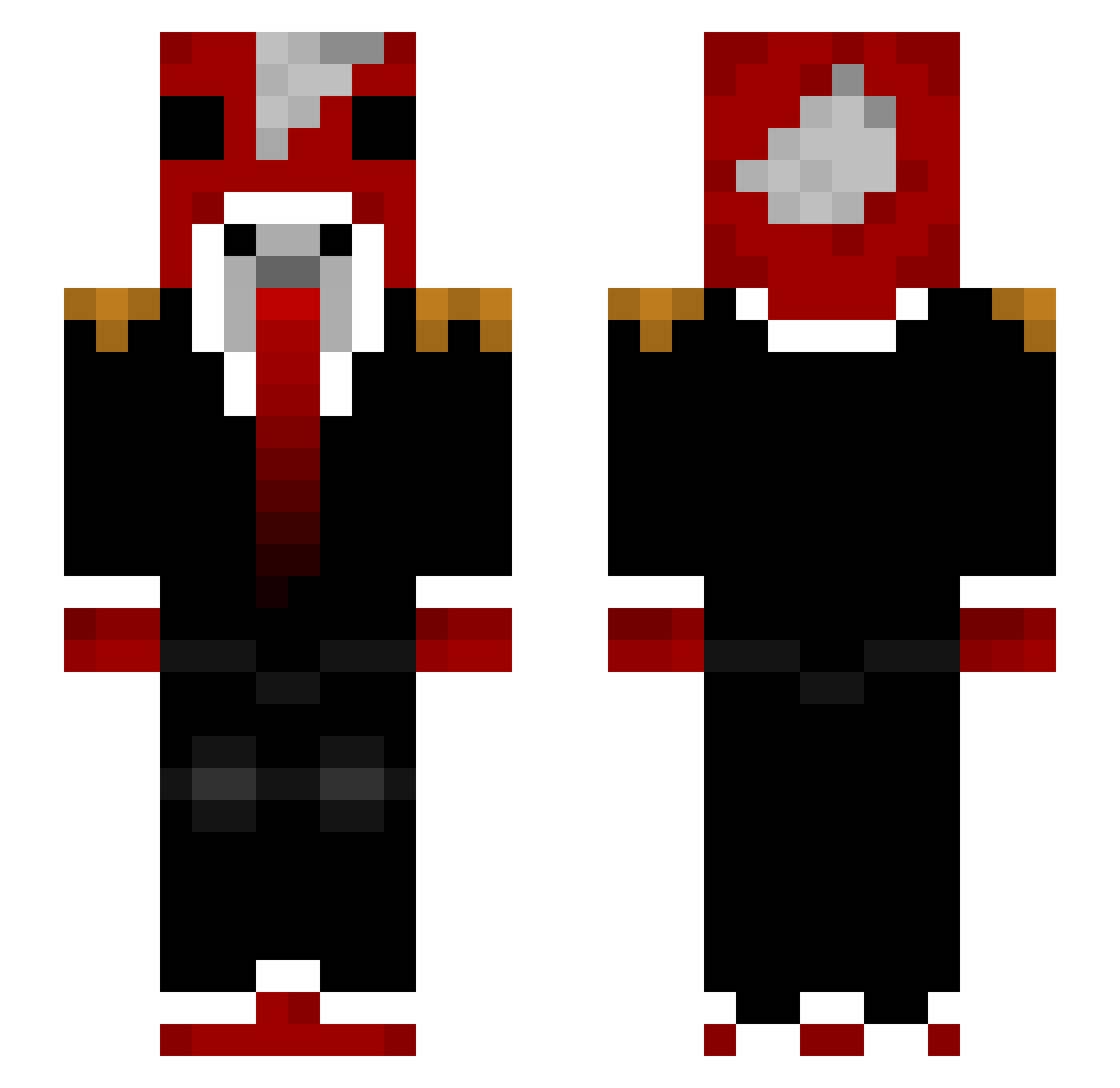 Kingmooshroom Minecraft skin, front and back view