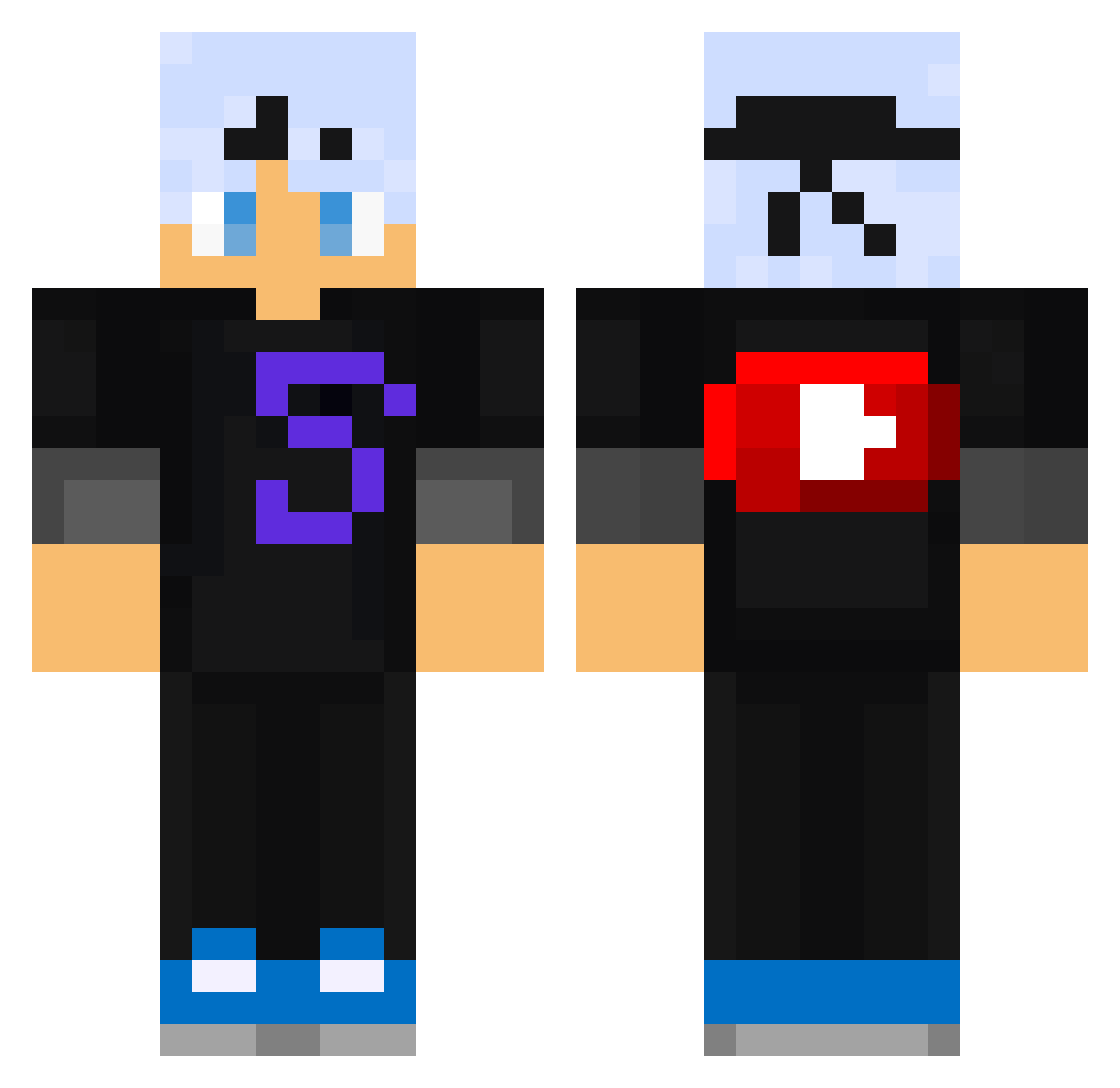 SableYT Minecraft skin, front and back view