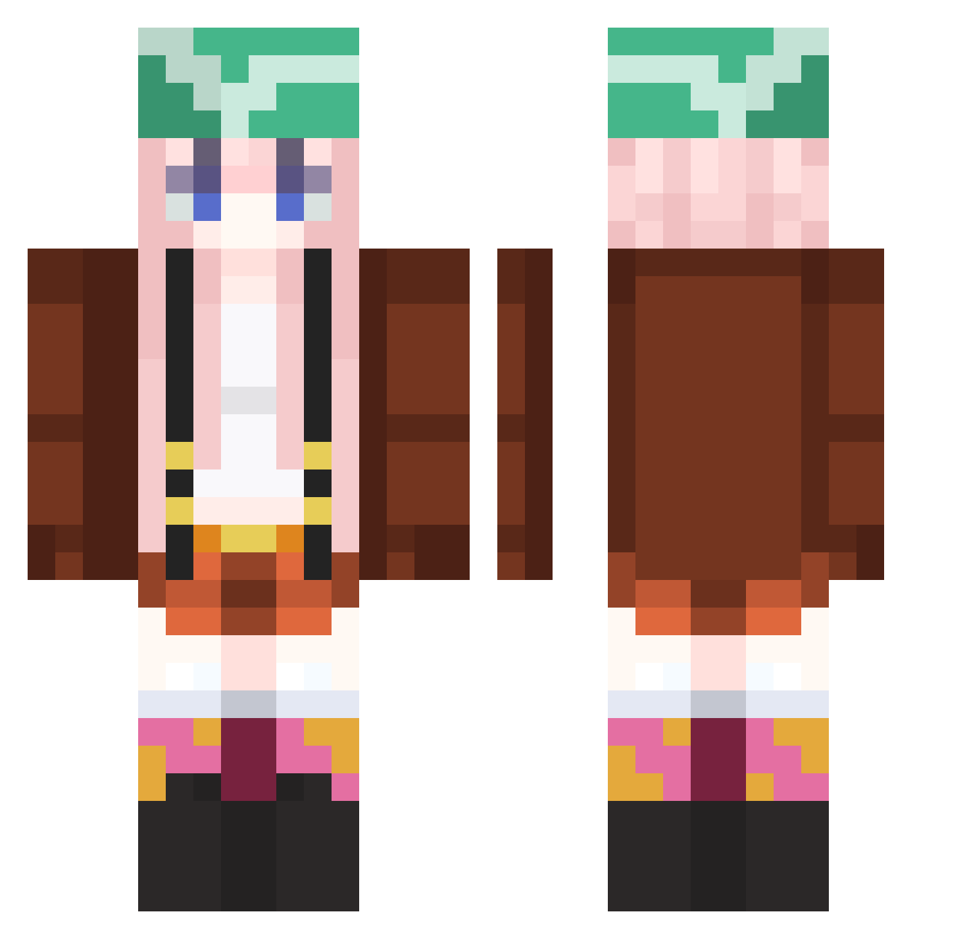 Mathiiilda Minecraft skin, front and back view
