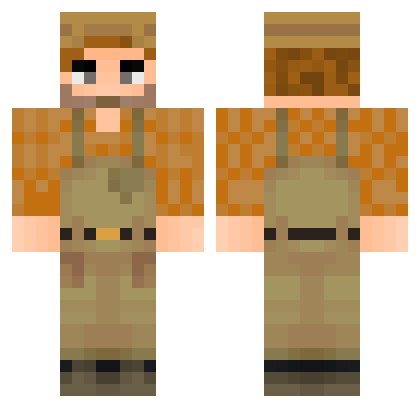 Arlev Minecraft skin, front and back view