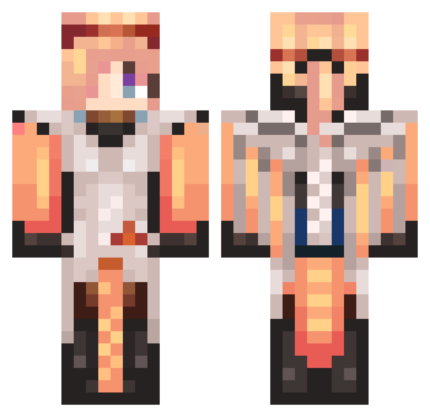 LunaAstraNight Minecraft skin, front and back view
