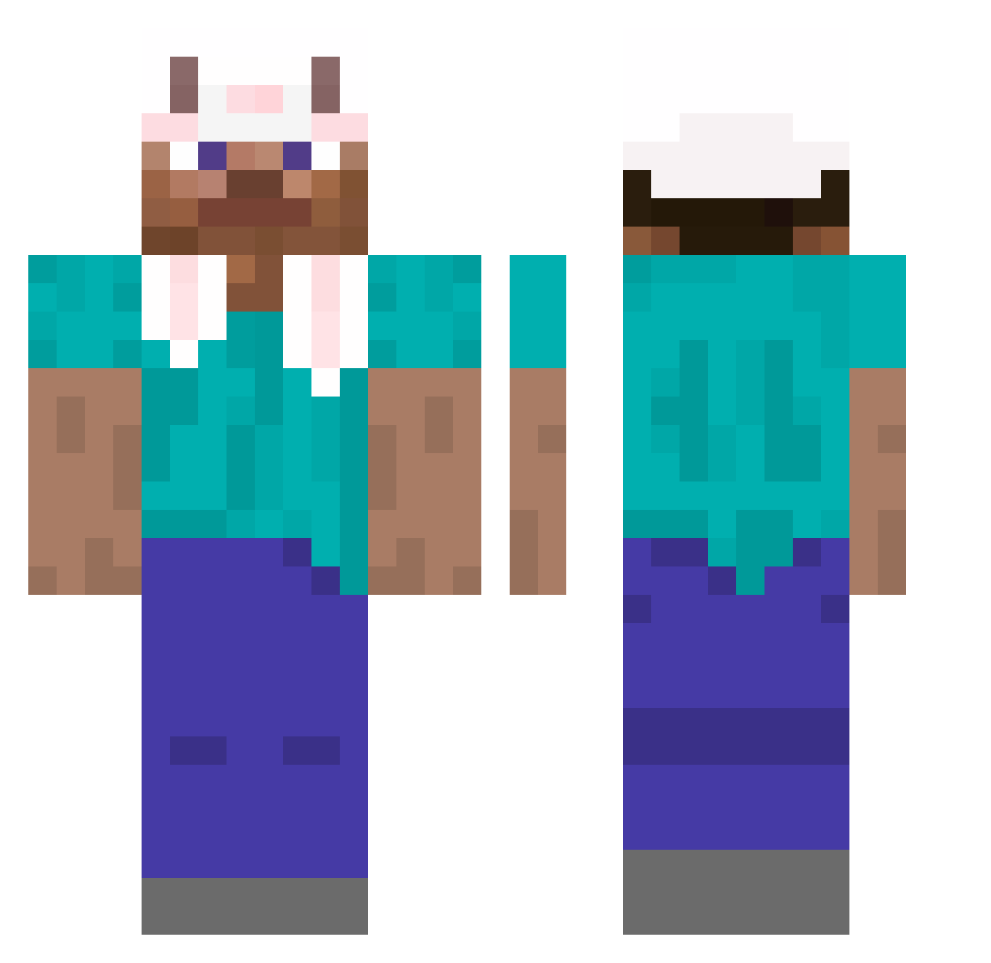WakuDitto Minecraft skin, front and back view