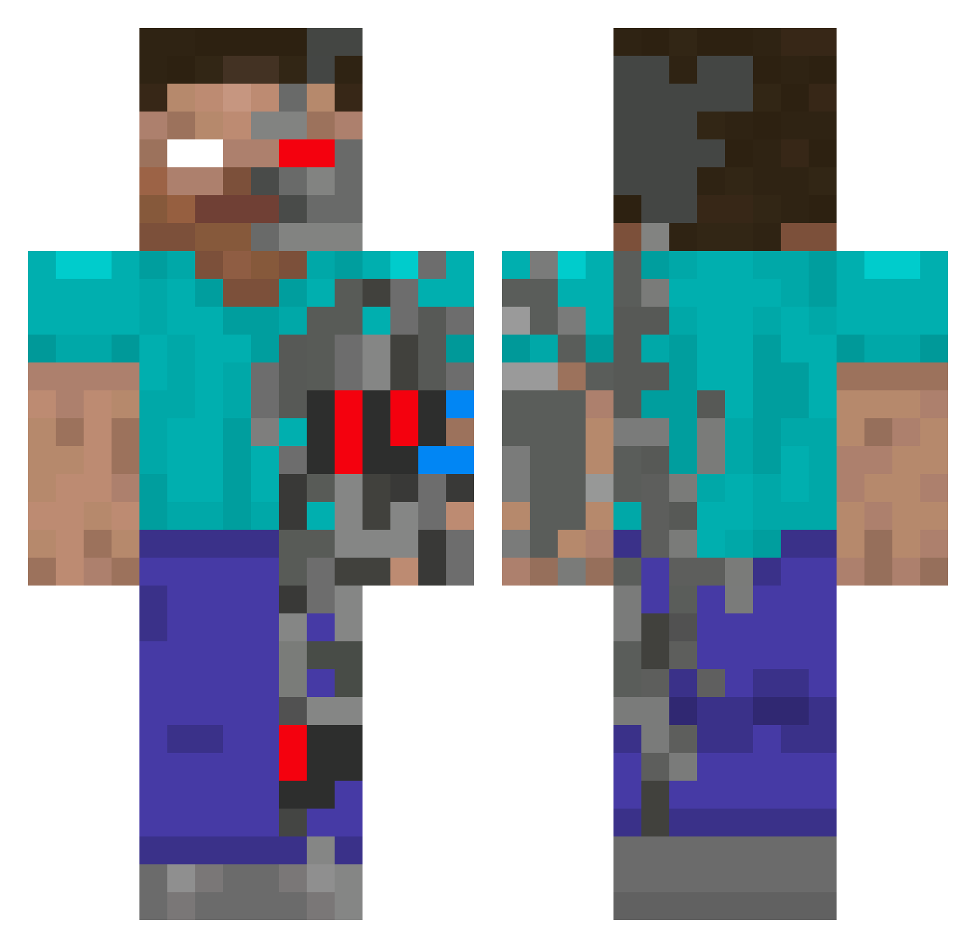 yemming Minecraft skin, front and back view