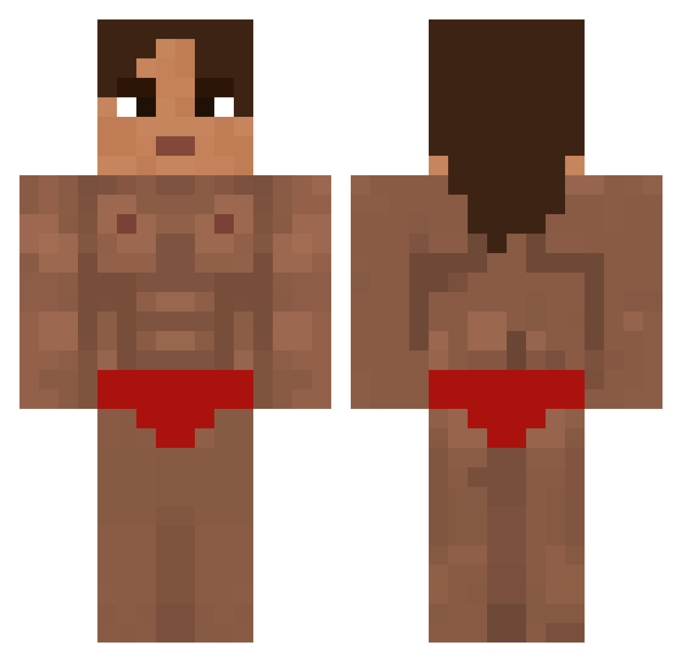 Rockylar Minecraft skin, front and back view