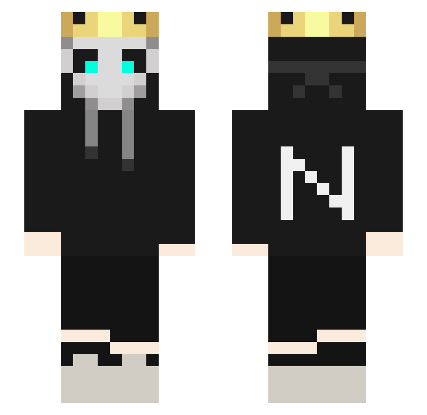 MRoN98 Minecraft skin, front and back view