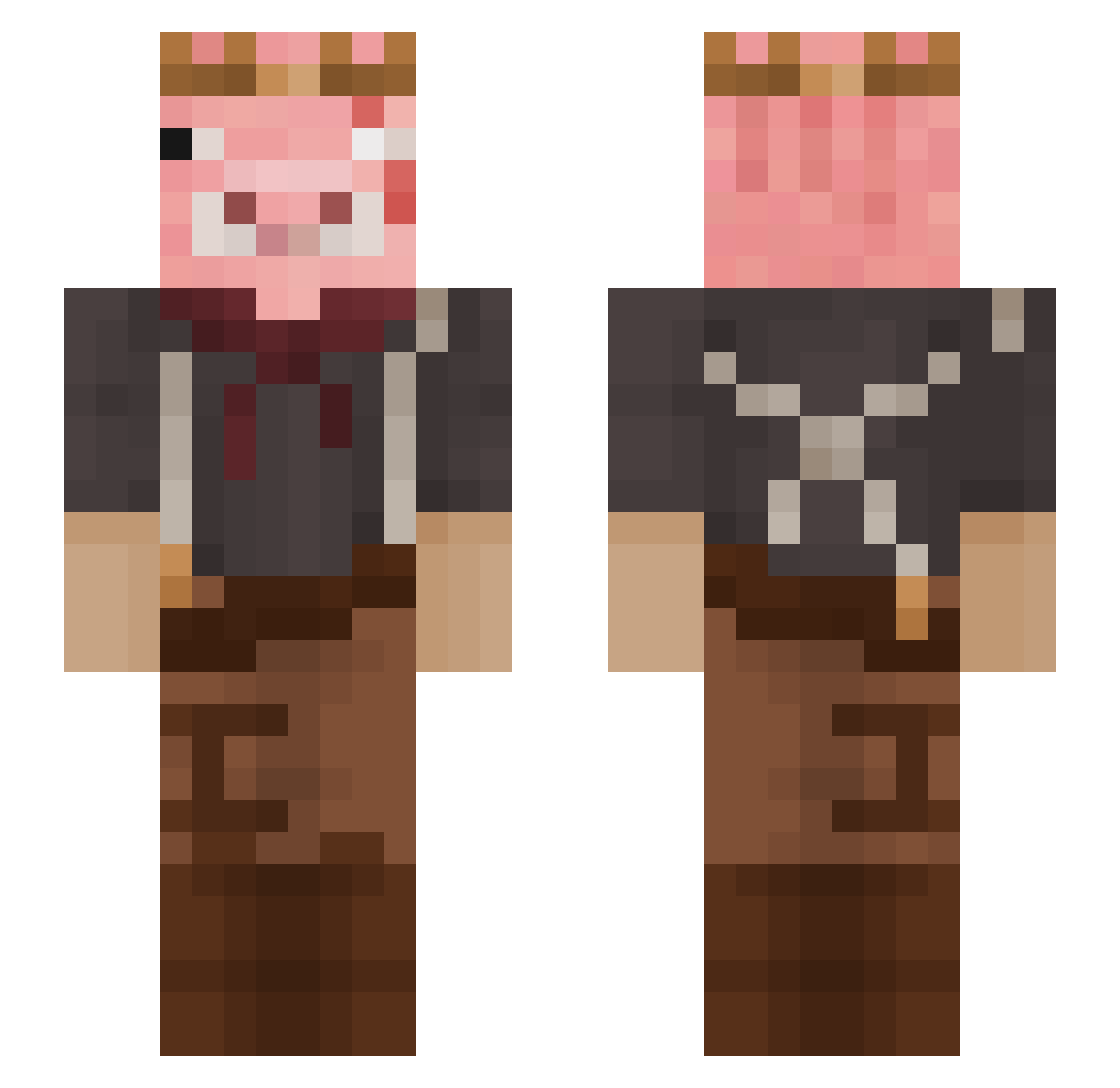 BauMeiste Minecraft skin, front and back view