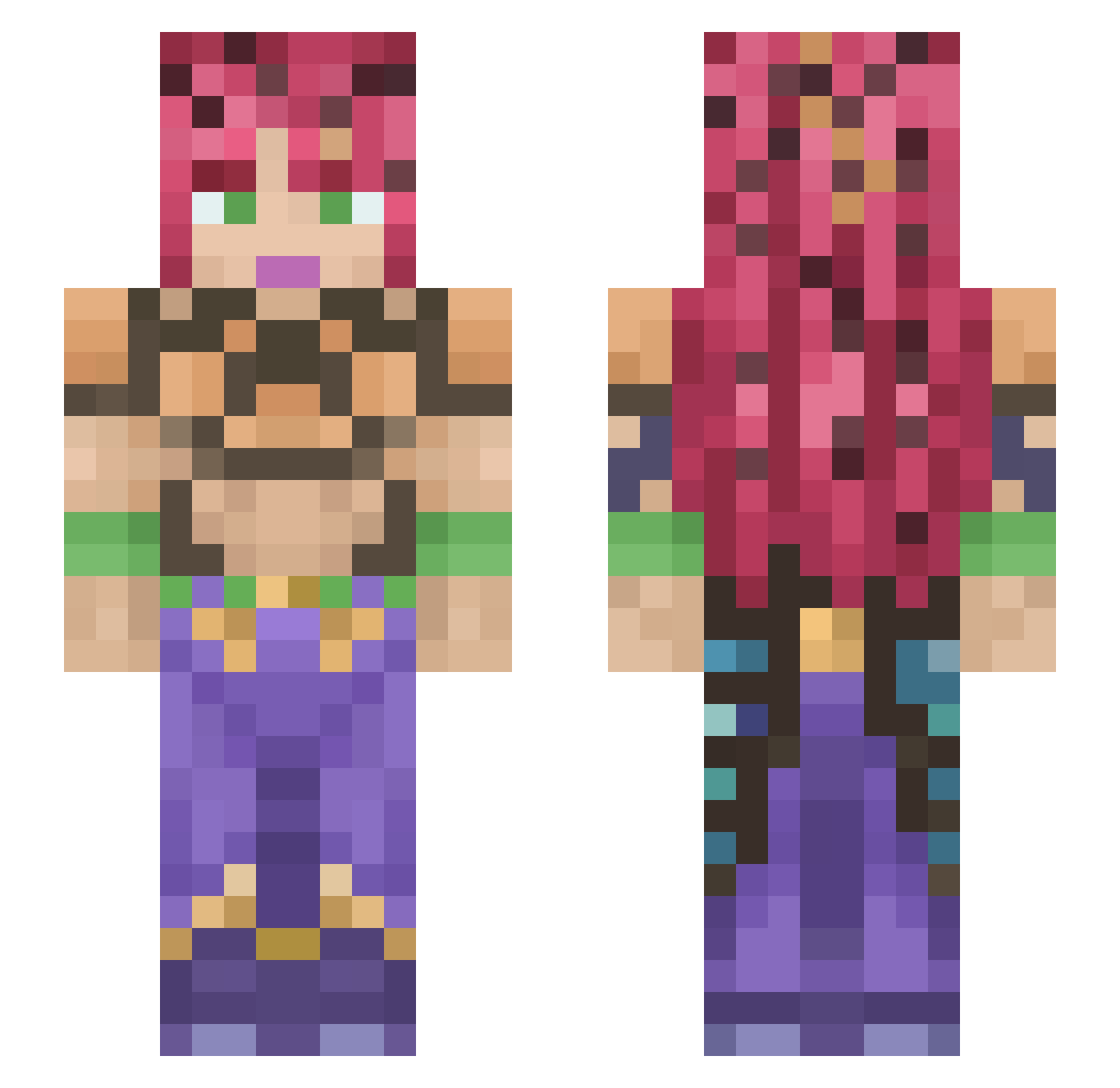 KFC_Waifu Minecraft skin, front and back view