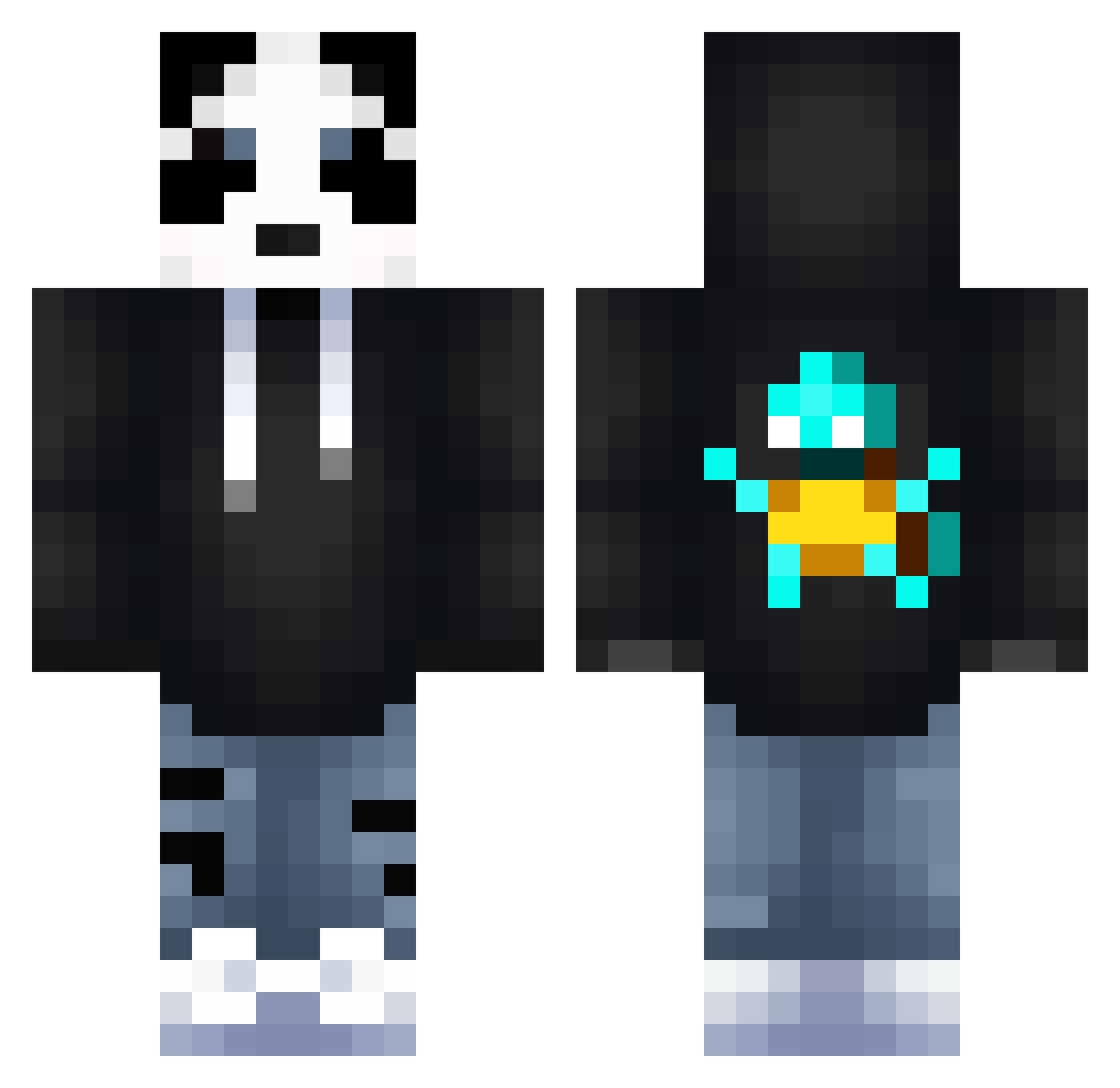 Alciide Minecraft skin, front and back view