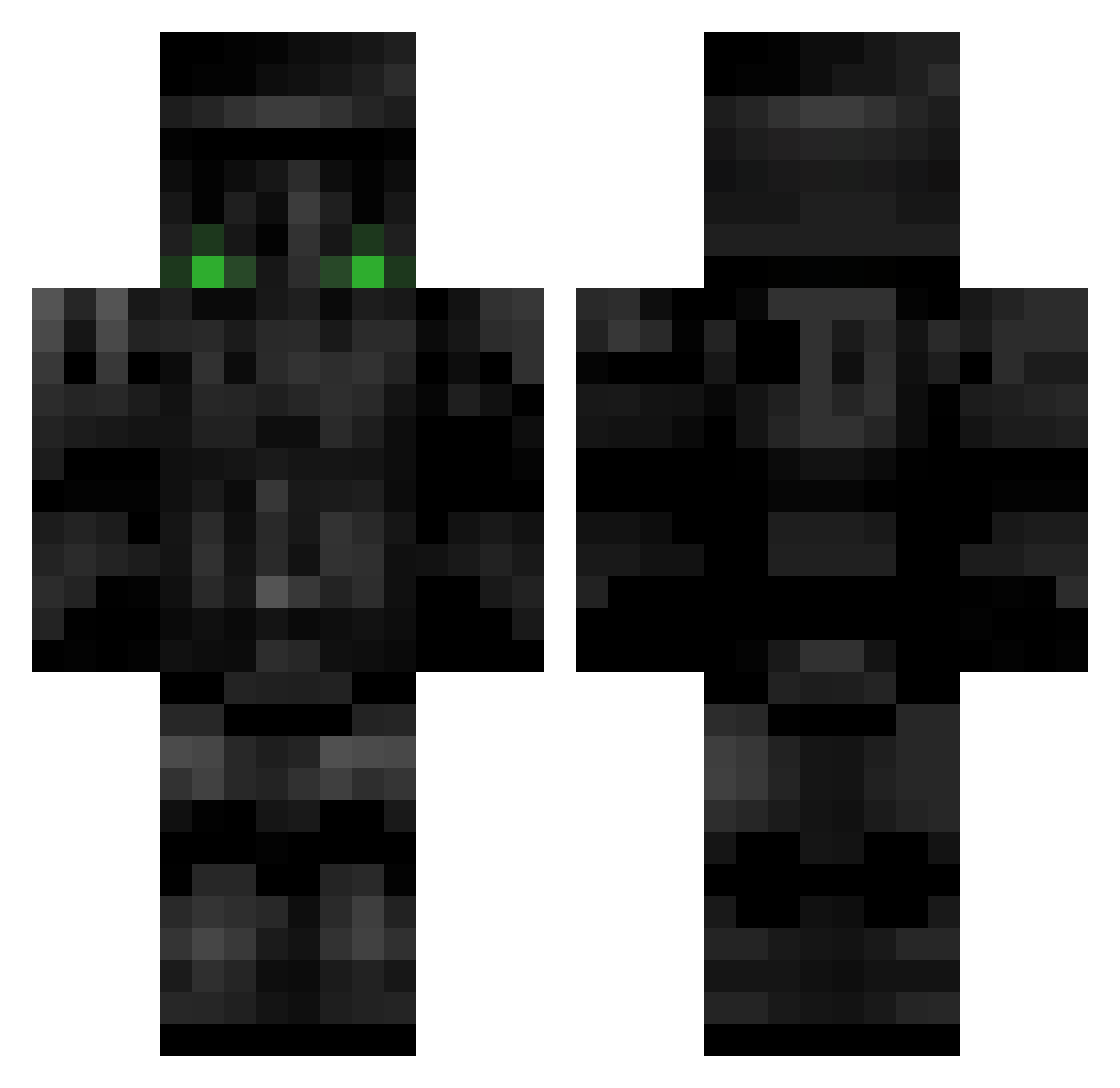 Dinosauratron Minecraft skin, front and back view