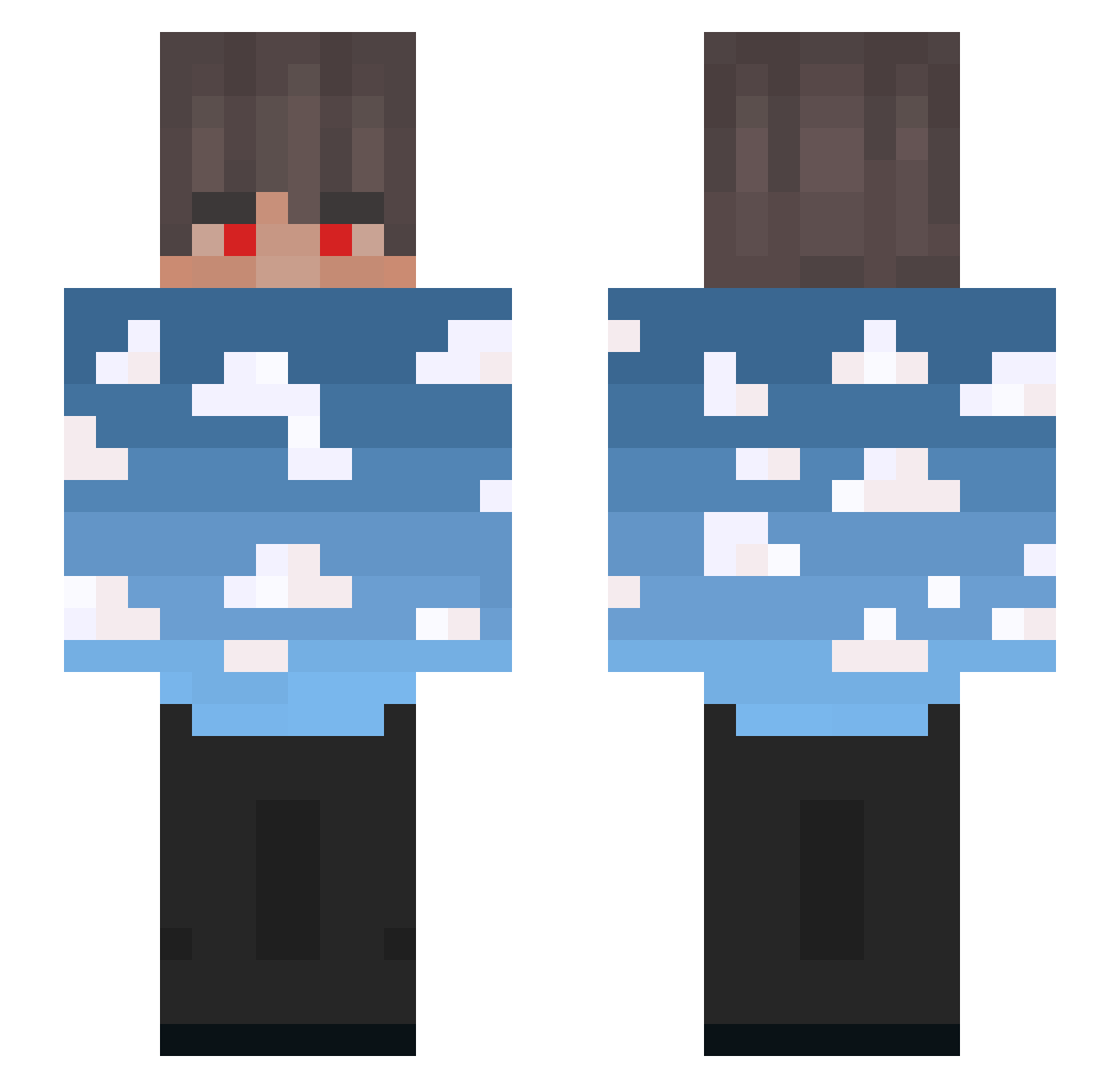 Safe_Boxexinha Minecraft skin, front and back view