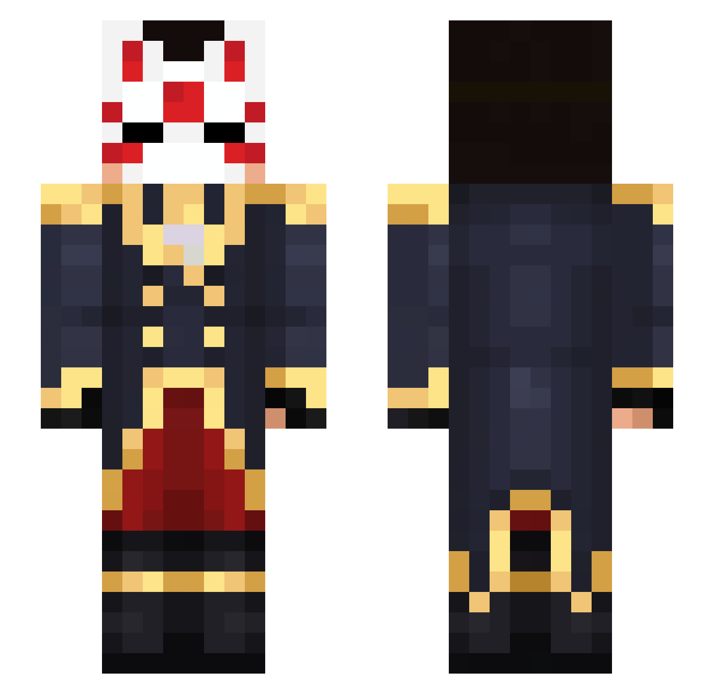 Starwolfette Minecraft skin, front and back view
