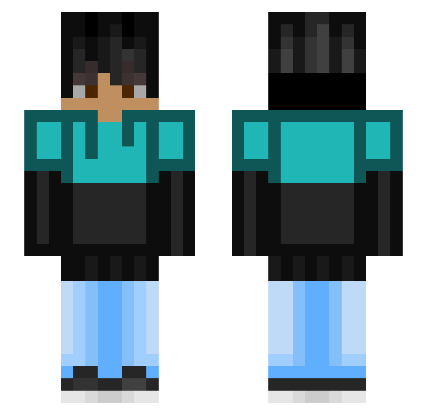 Fallingkitty Minecraft skin, front and back view