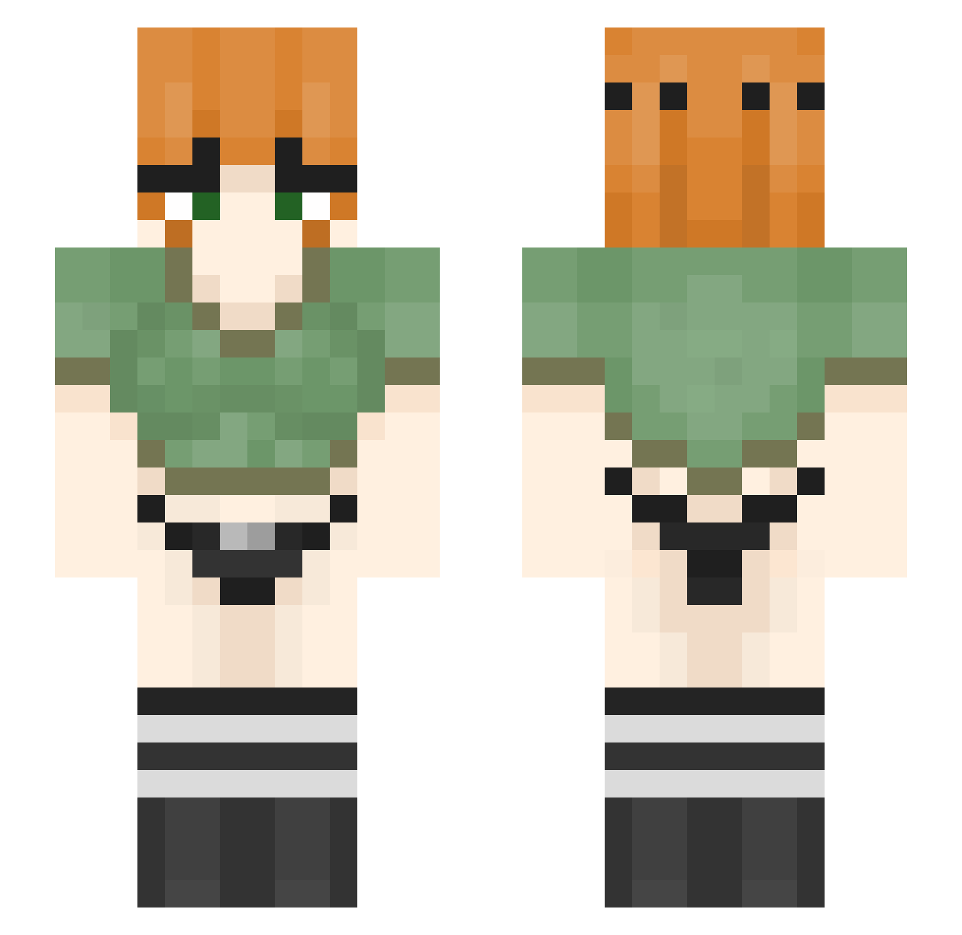 zKaom Minecraft skin, front and back view