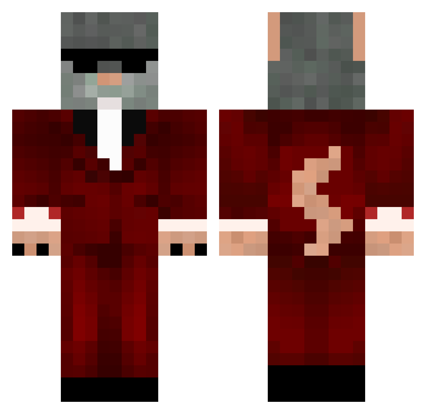Gh8ster Minecraft skin, front and back view