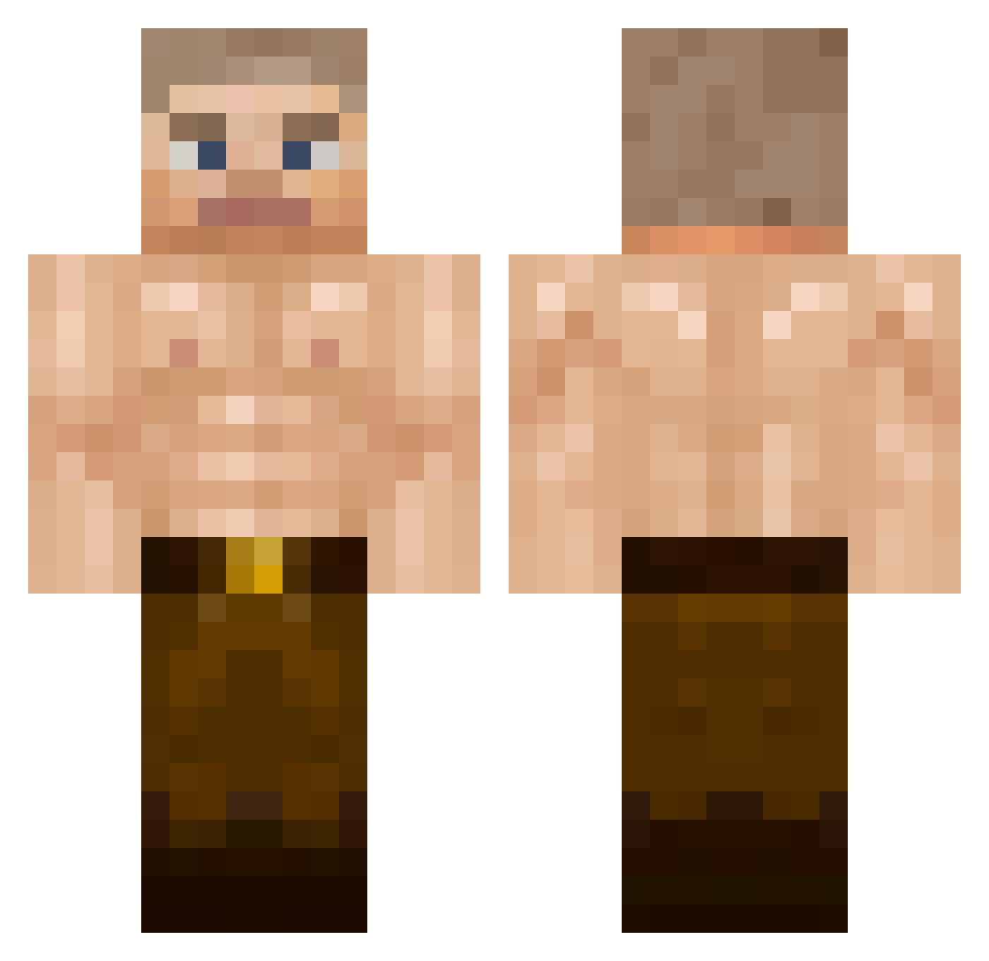 Anarmed Minecraft skin, front and back view