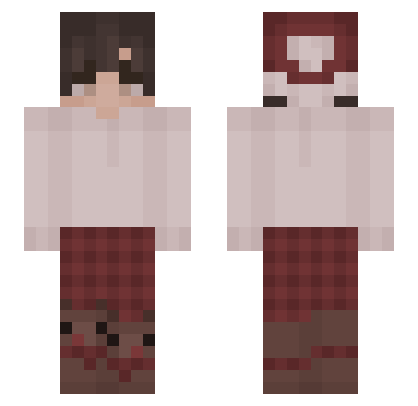 DorelLikesMen Minecraft skin, front and back view