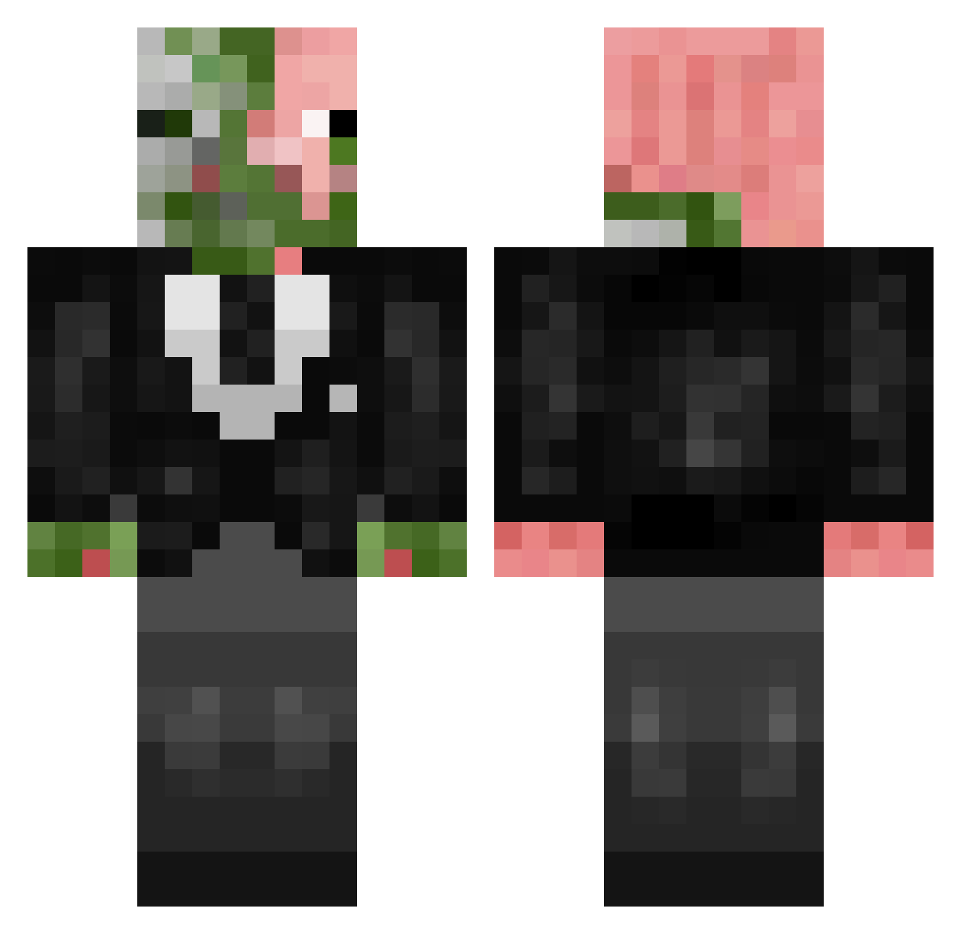 Emergent Minecraft skin, front and back view