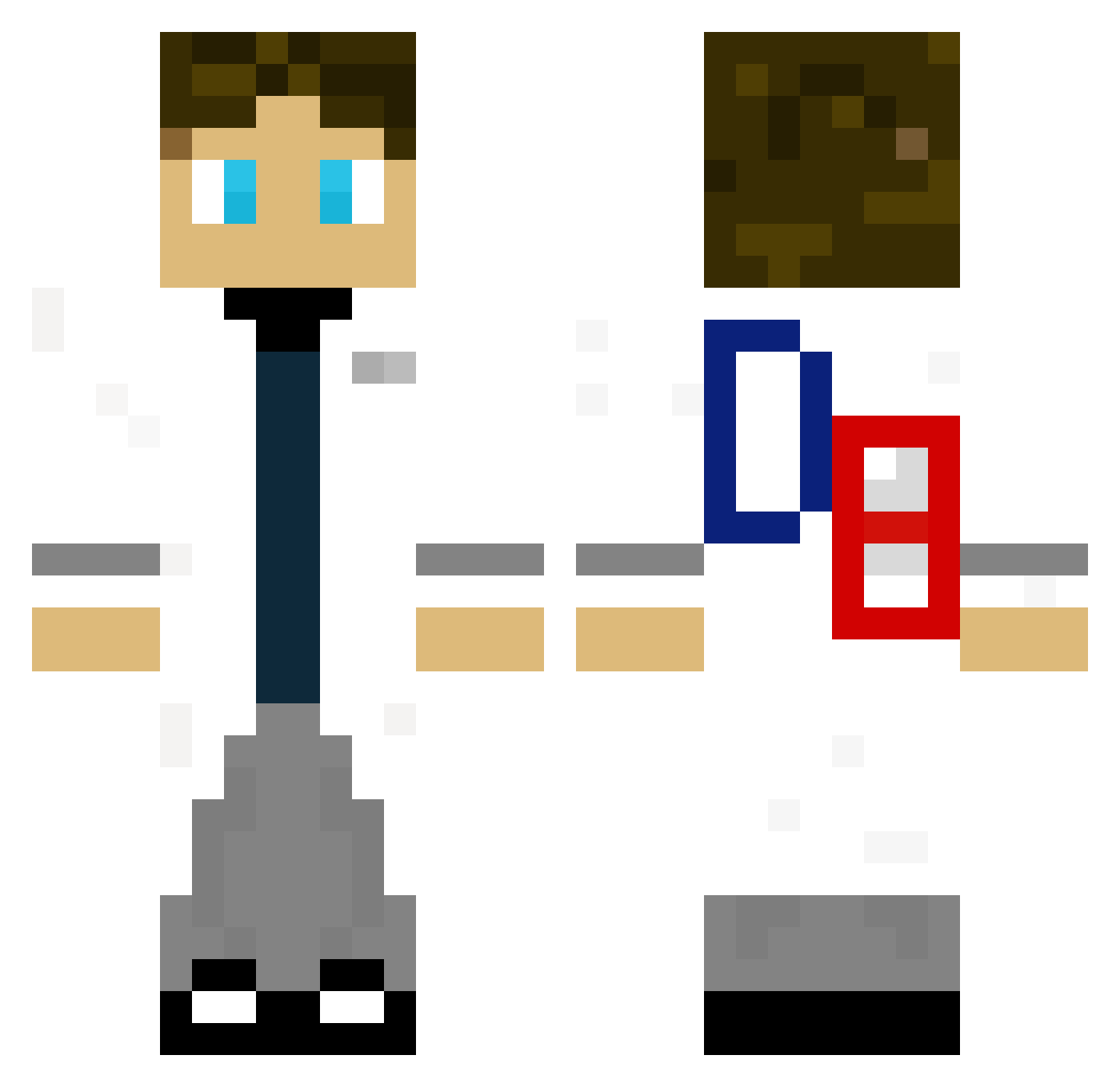 MrBrine Minecraft skin, front and back view