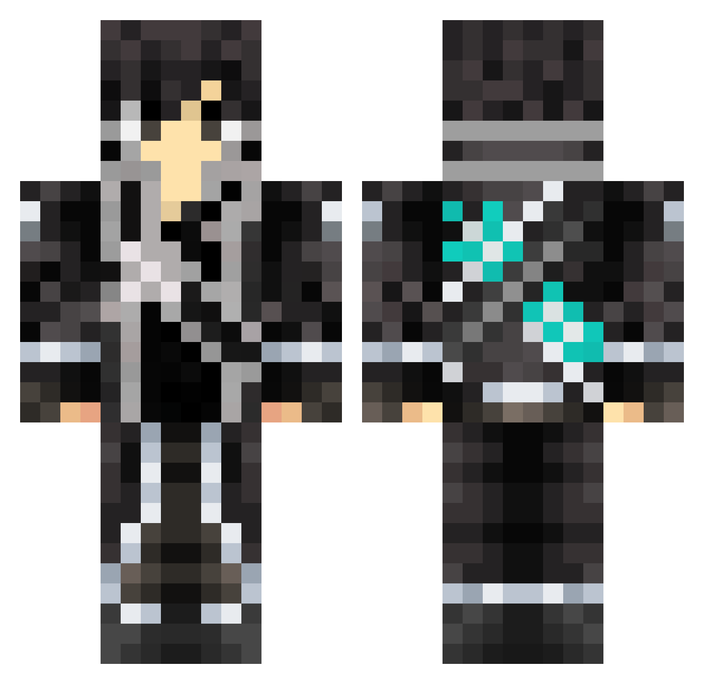 Pebble_mocha Minecraft skin, front and back view