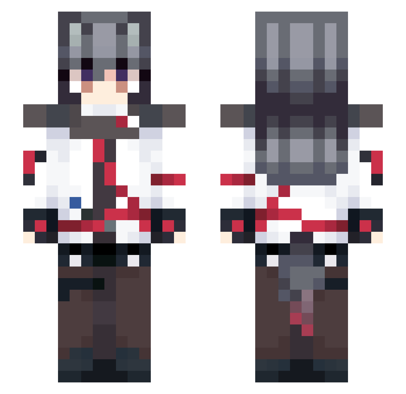 Azeus727 Minecraft skin, front and back view