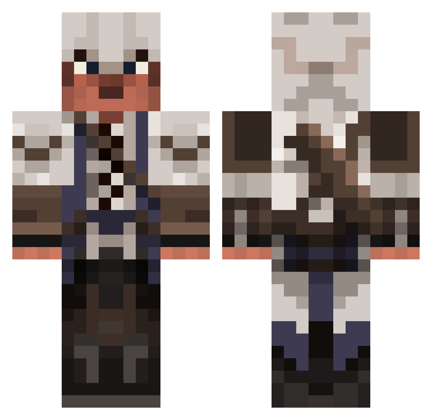 Grannyknot Minecraft skin, front and back view