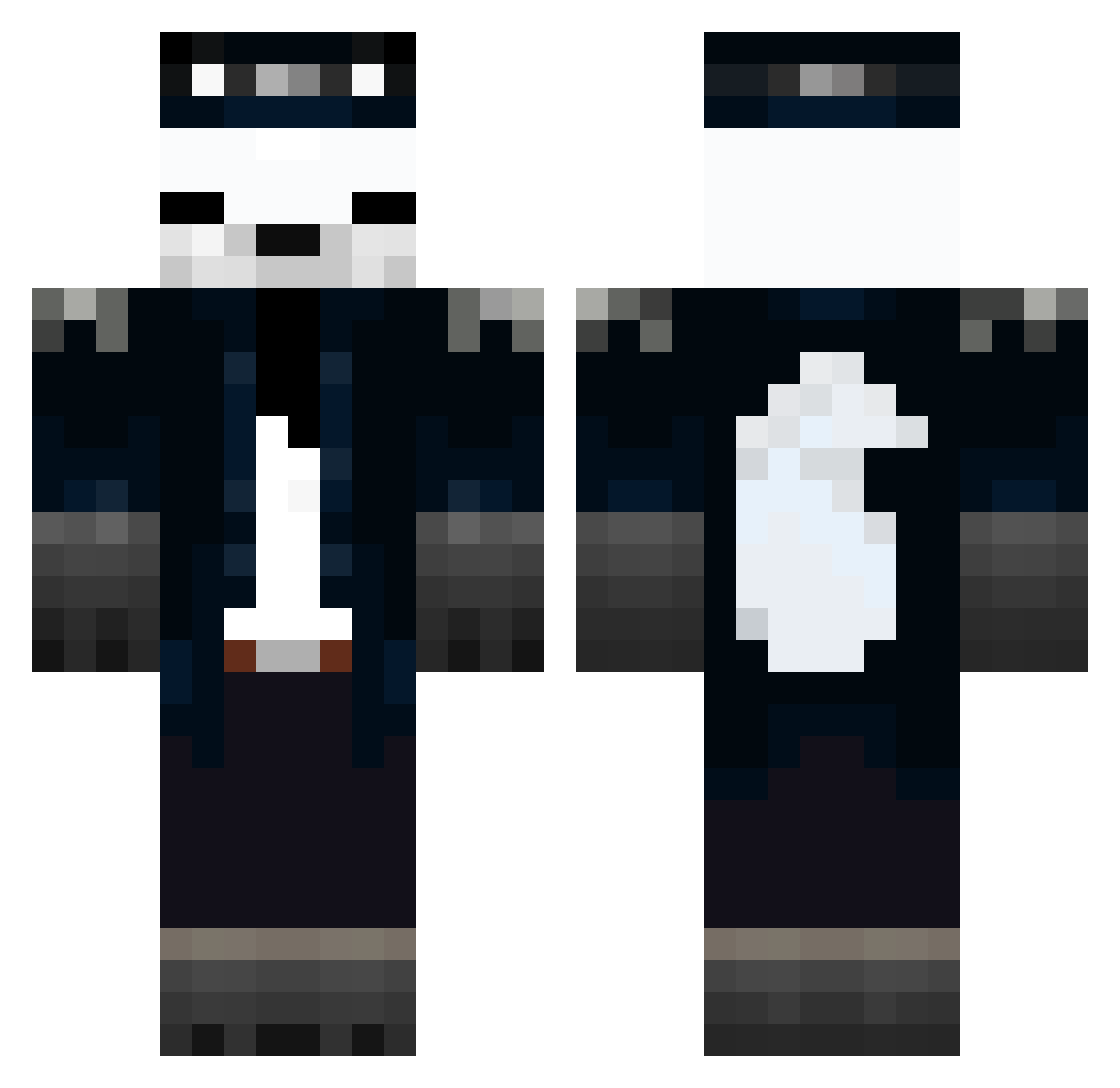 Cyberender Minecraft skin, front and back view