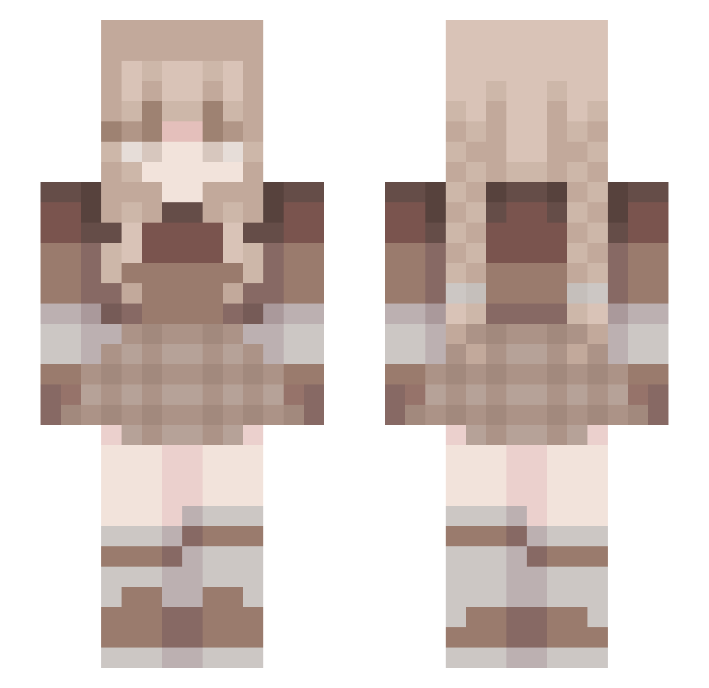 Orionise Minecraft skin, front and back view