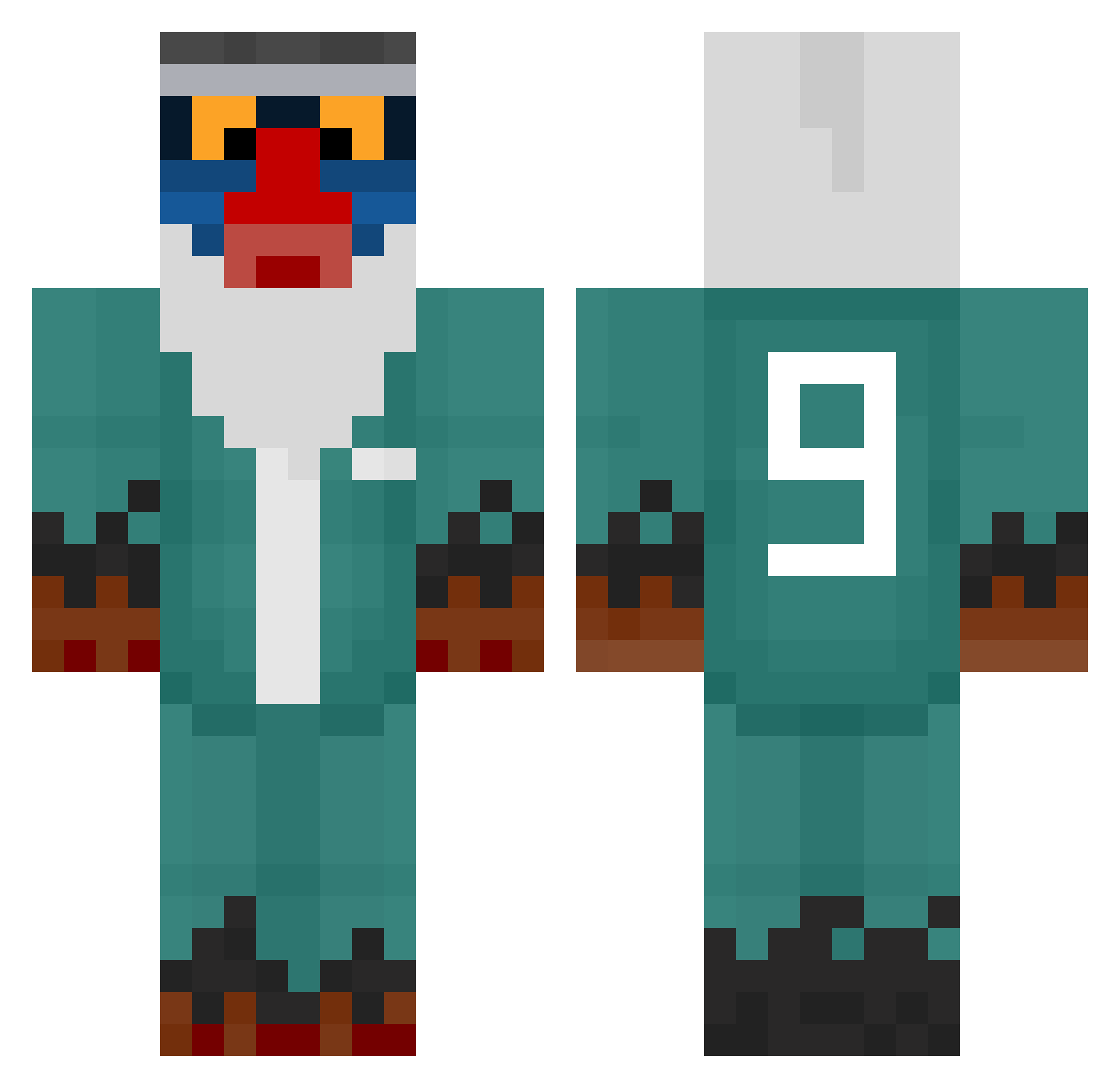 IWhoox Minecraft skin, front and back view
