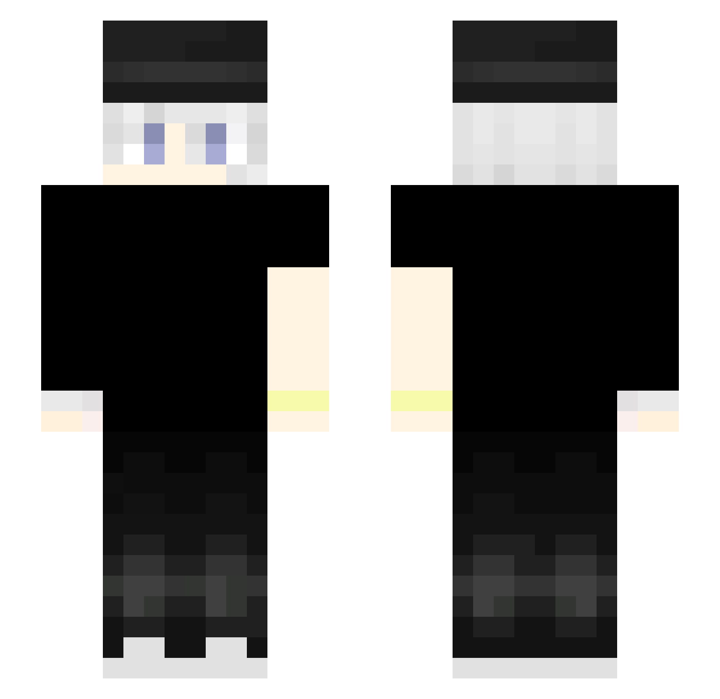 PolarVaseXD Minecraft skin, front and back view
