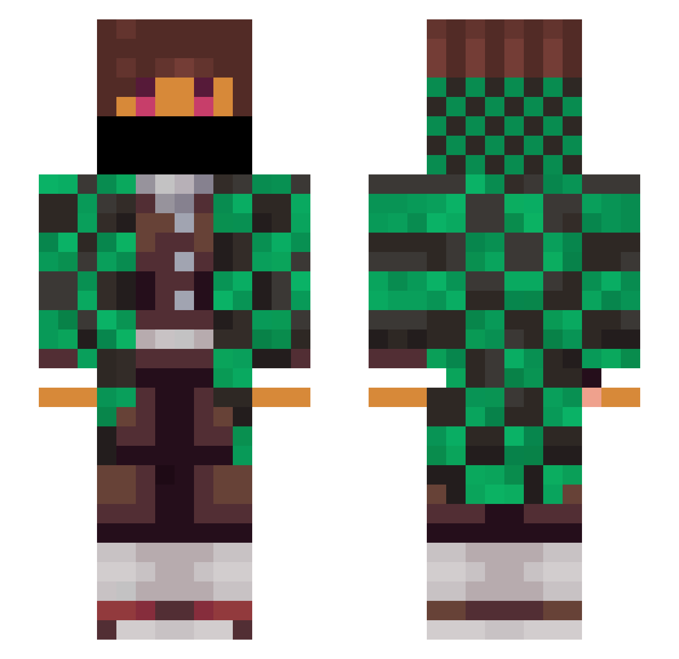 Ducklet Minecraft skin, front and back view