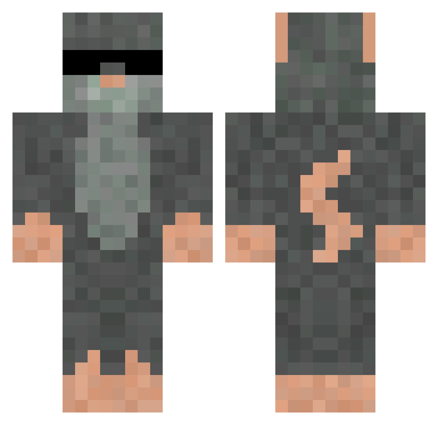 Montyratz Minecraft skin, front and back view