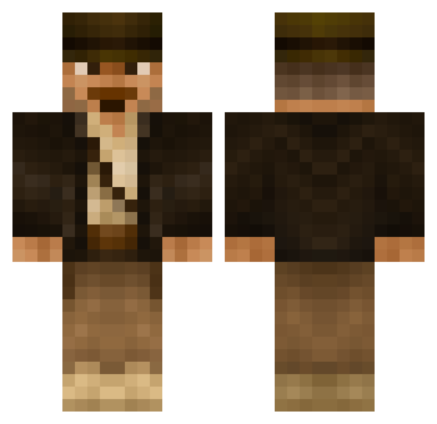 Gunrack Minecraft skin, front and back view