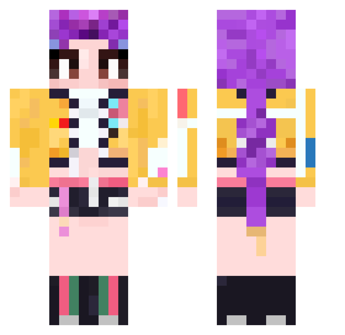 jtpotato Minecraft skin, front and back view