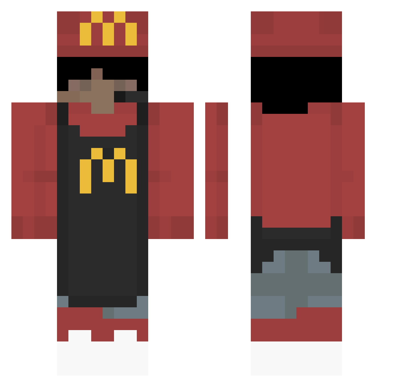 Mainact Minecraft skin, front and back view