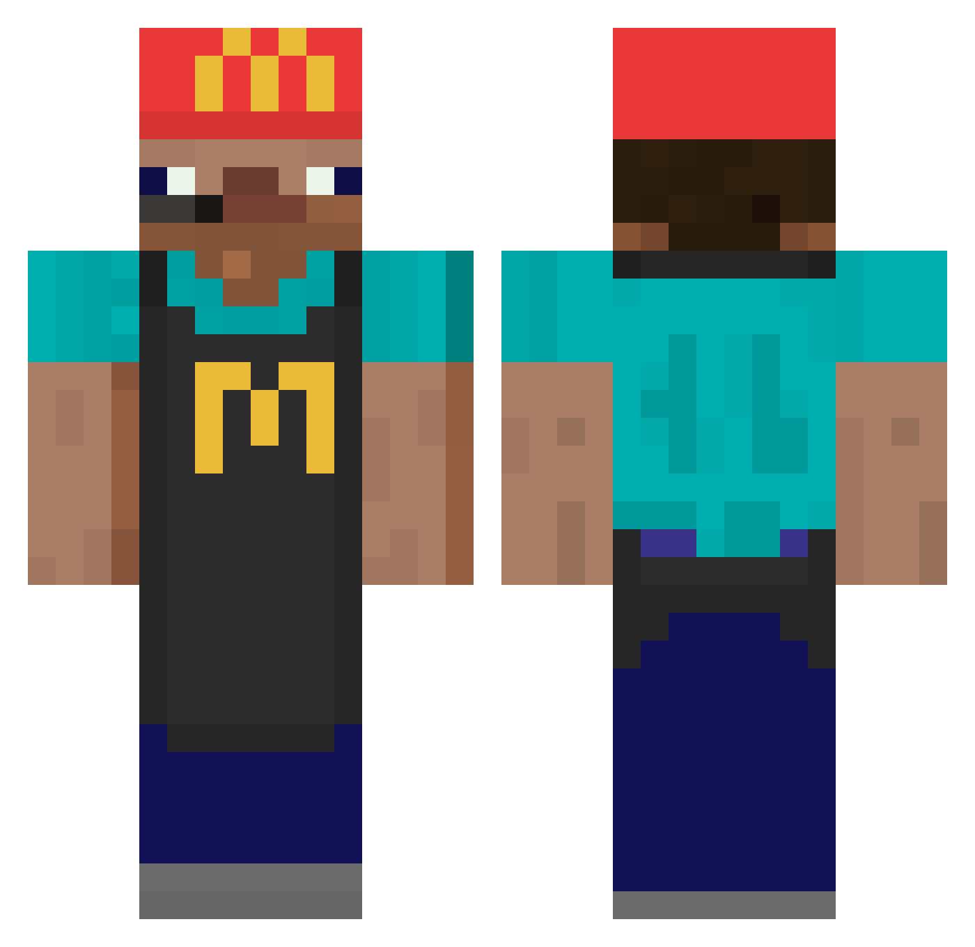 DominationH3re Minecraft skin, front and back view