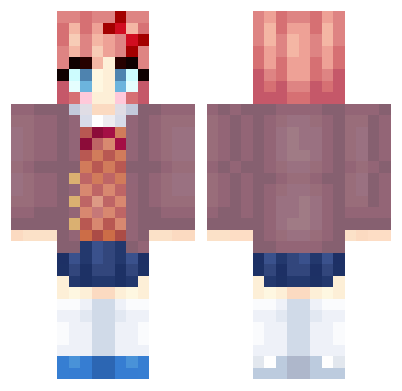 MiniFredy Minecraft skin, front and back view
