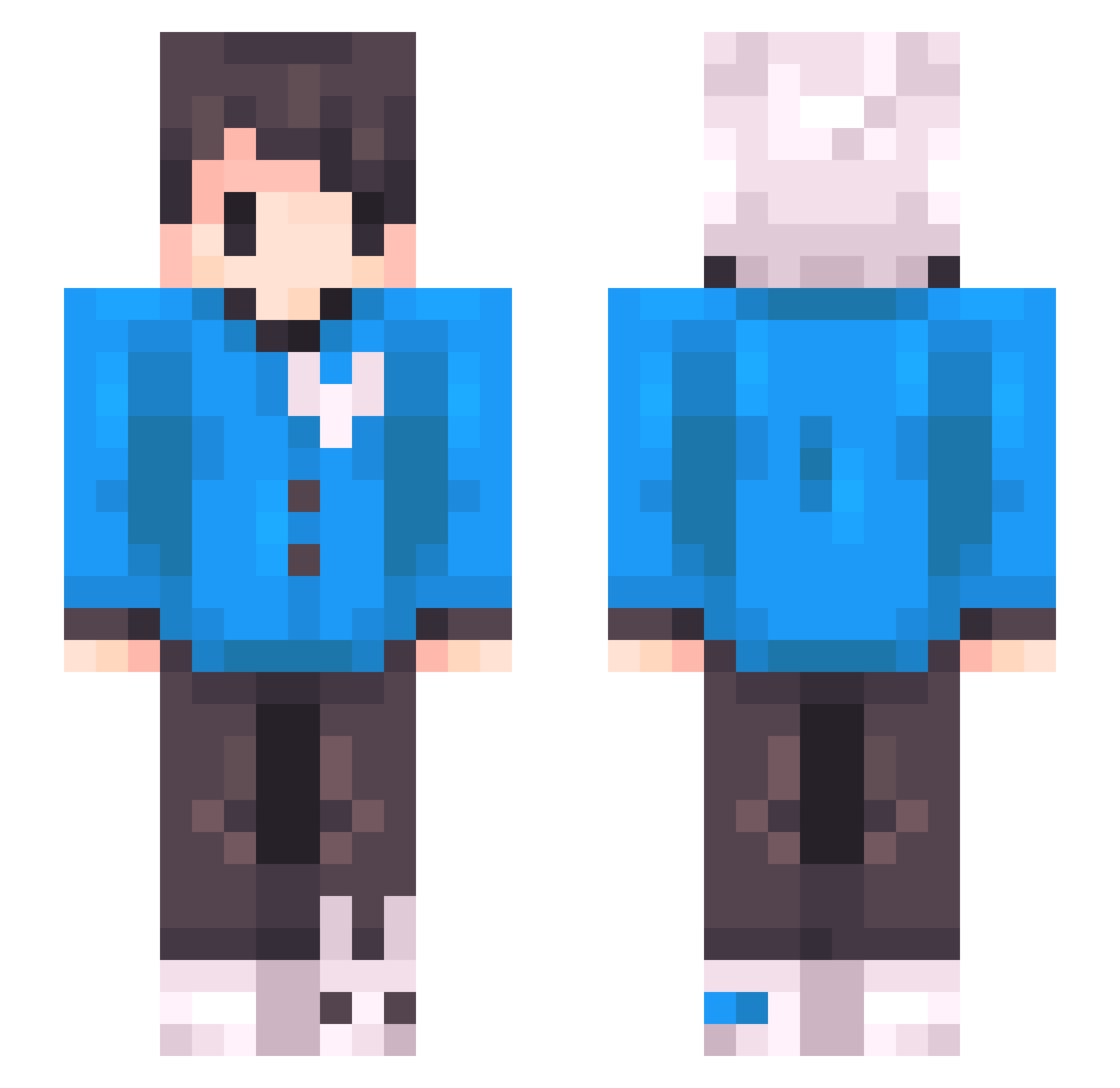 clefs Minecraft skin, front and back view