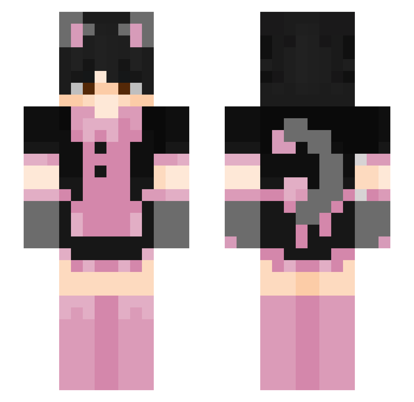 RainLoli Minecraft skin, front and back view
