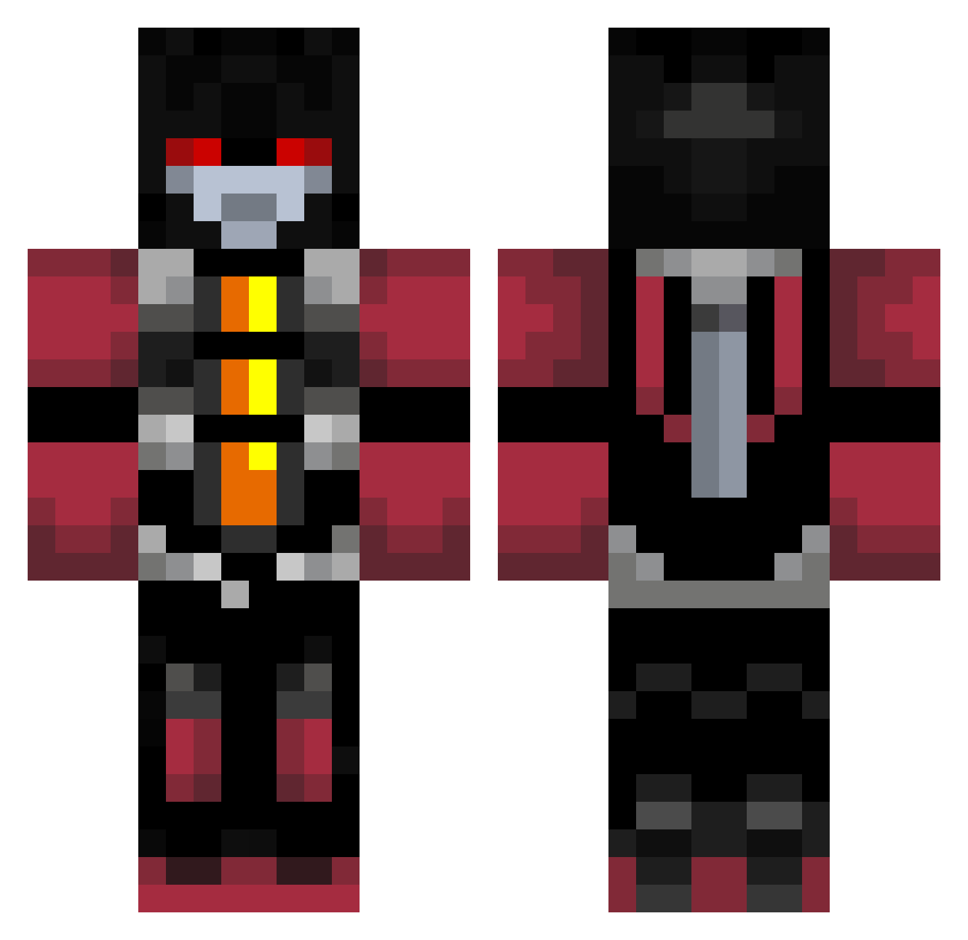 SkaiHiro Minecraft skin, front and back view