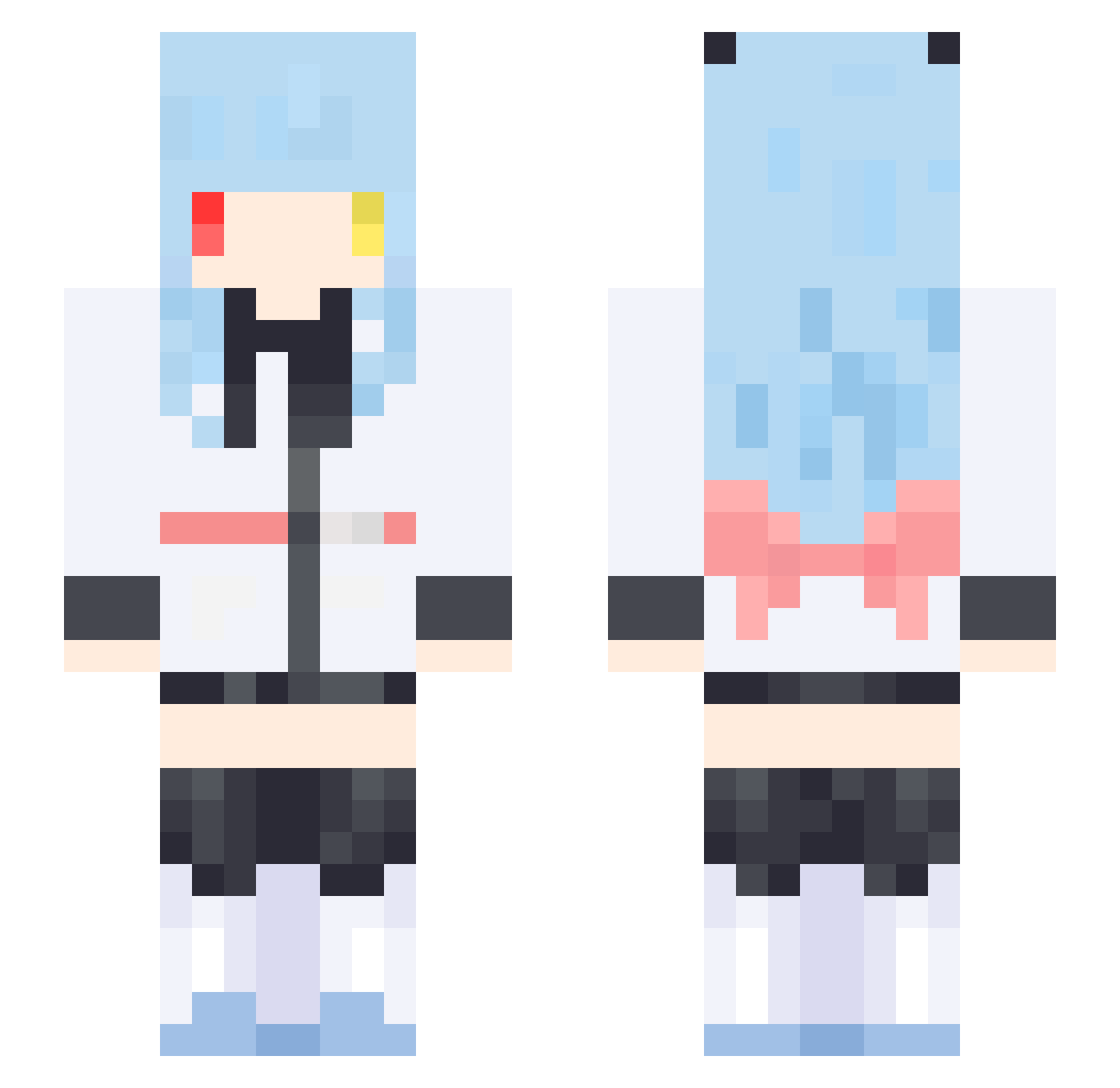 Shigure_plate Minecraft skin, front and back view