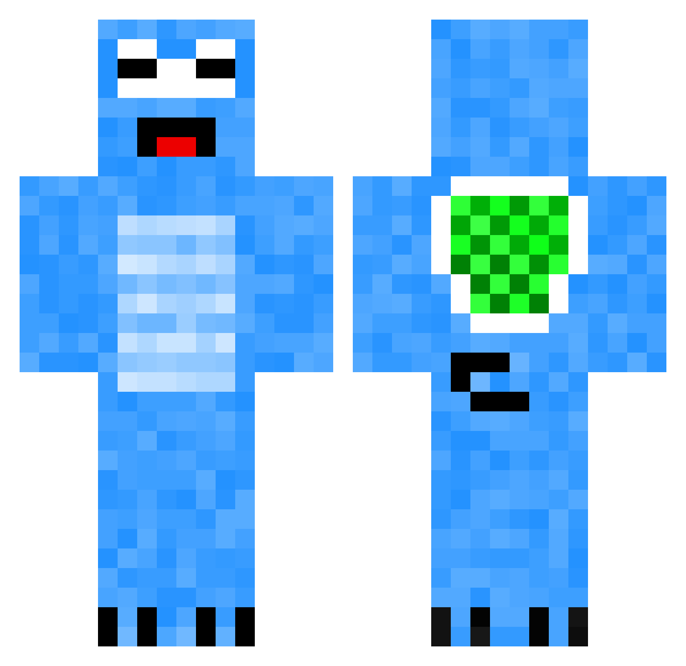 thehowcow Minecraft skin, front and back view
