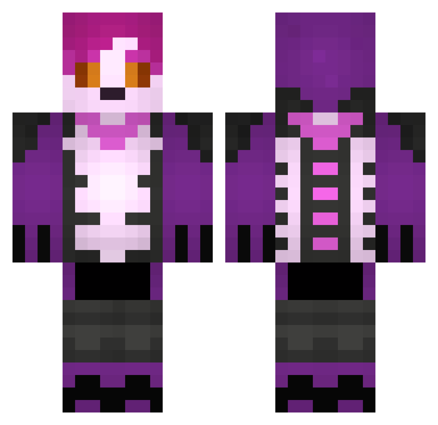AkiraChavoso Minecraft skin, front and back view