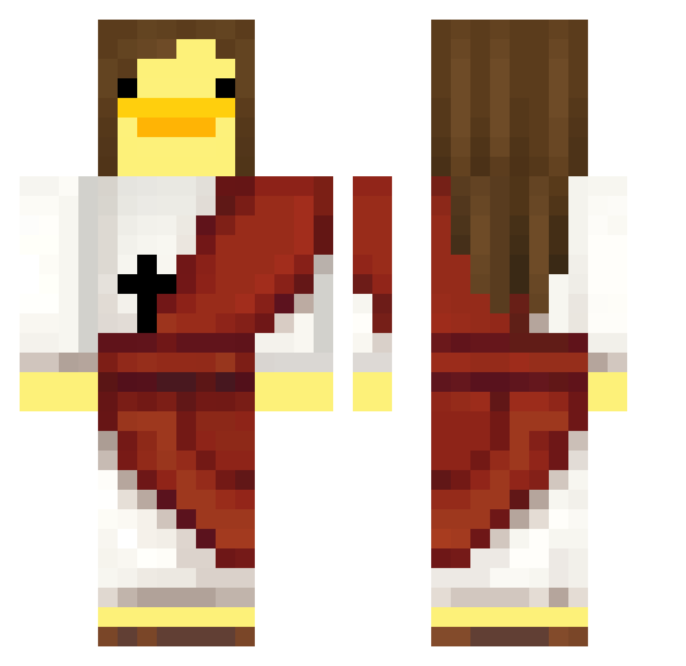 SaucyEggnog Minecraft skin, front and back view