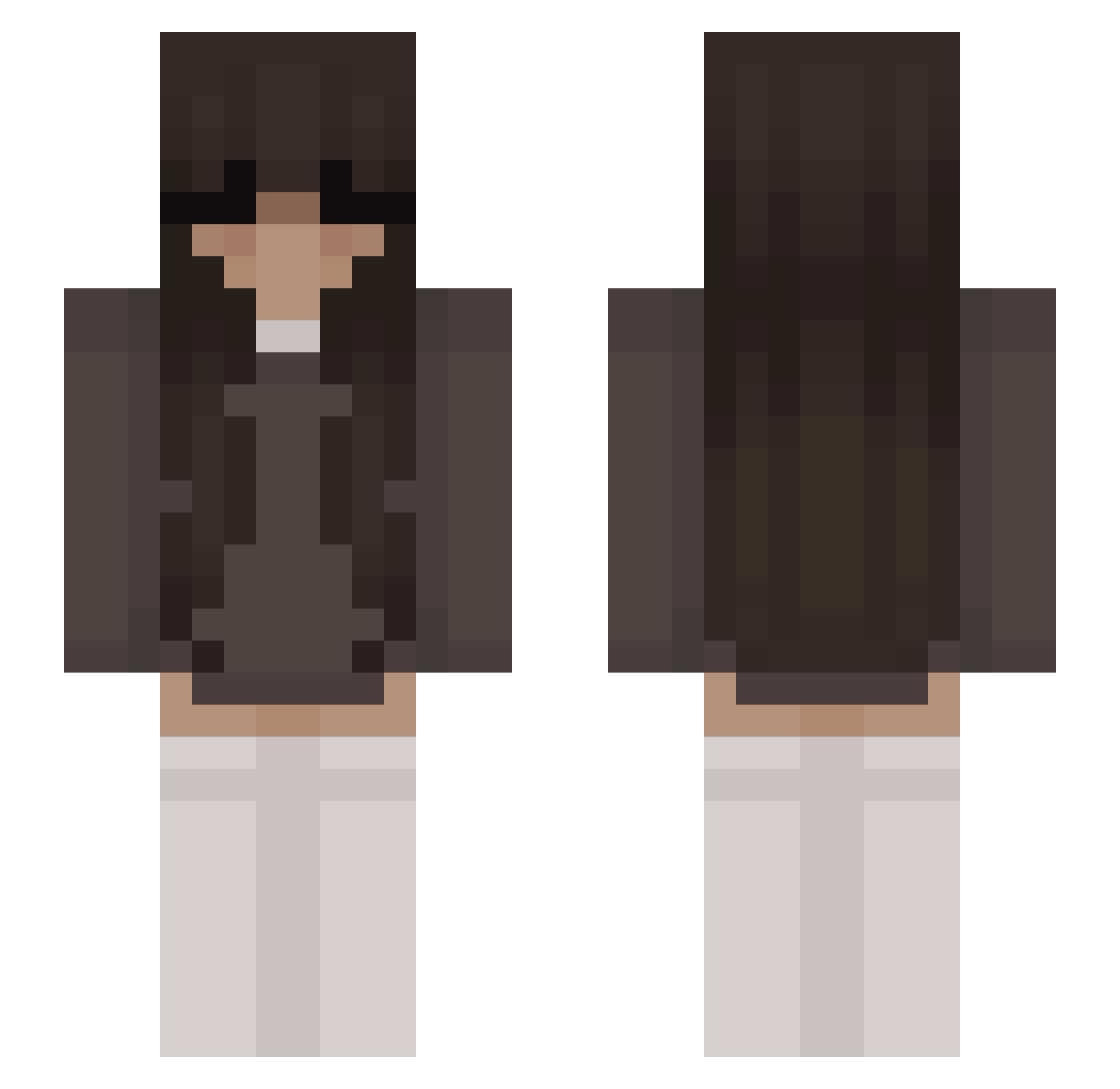 MrsBuzzz Minecraft skin, front and back view