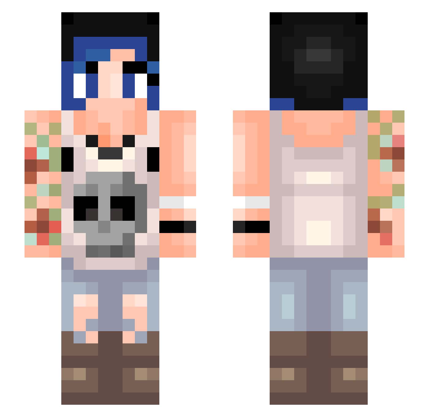 KitYukio Minecraft skin, front and back view
