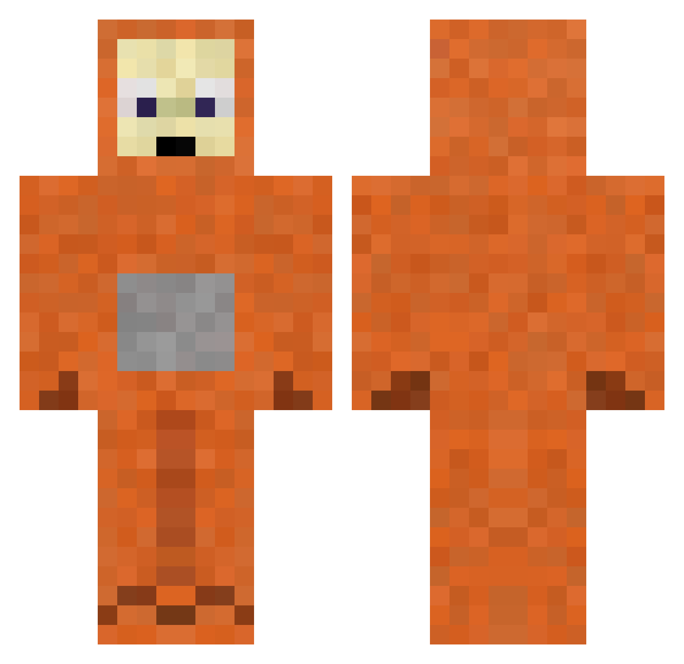 overarm Minecraft skin, front and back view