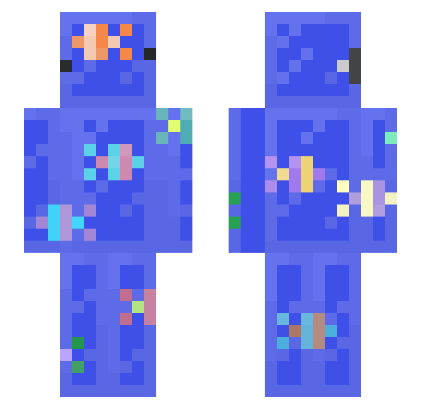 Detemen Minecraft skin, front and back view